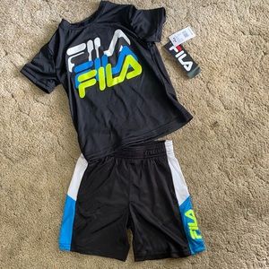 BNWT boys FILA shirt and short set